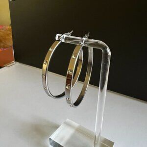 Large stainless steel hoops with crystal